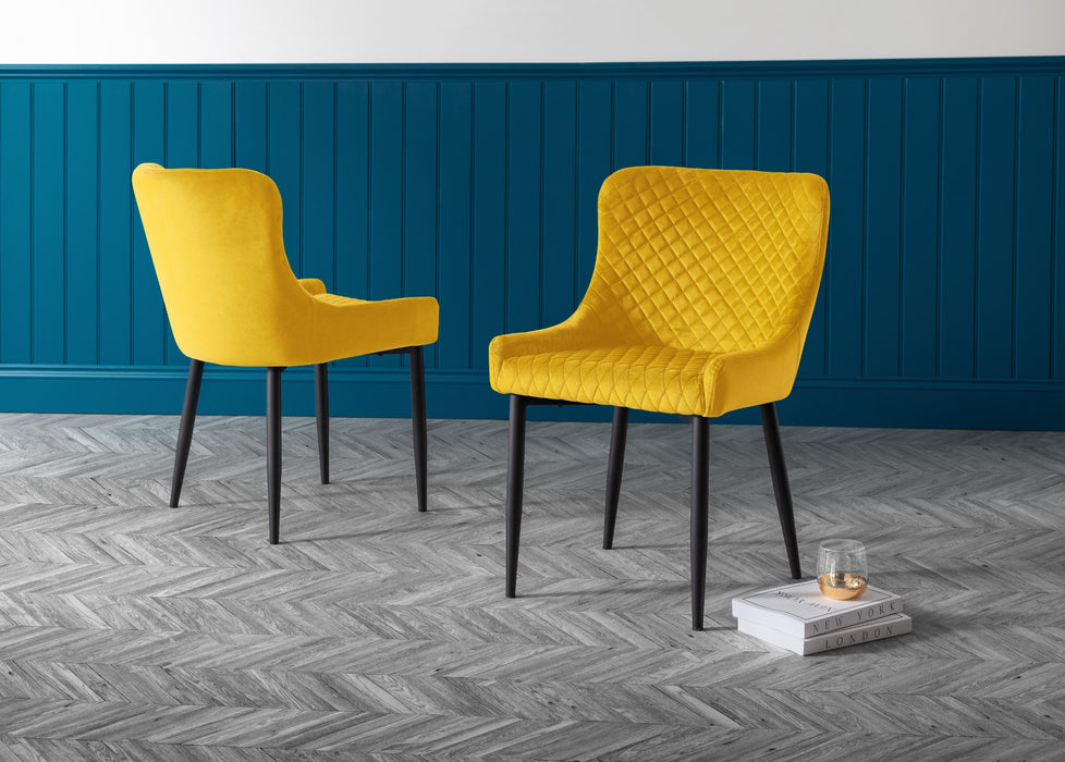 Set Of 2 Luxe Velvet Dining Chairs - Mustard