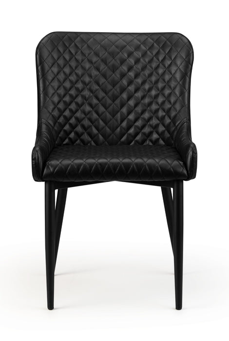 Set Of 2 Luxe Faux Leather Dining Chairs Black