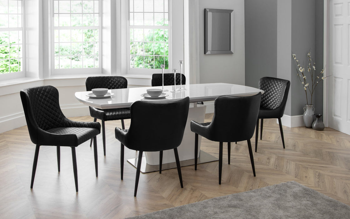 Set Of 2 Luxe Faux Leather Dining Chairs Black