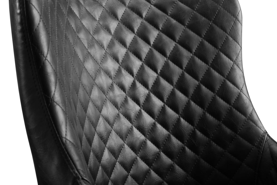 Set Of 2 Luxe Faux Leather Dining Chairs Black