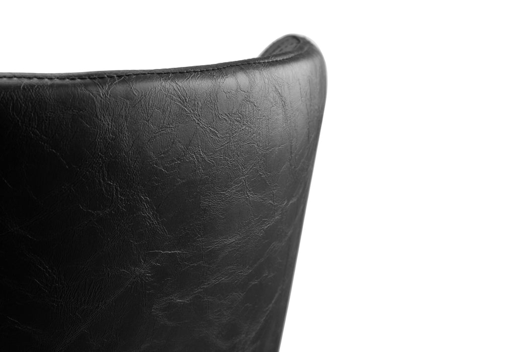 Set Of 2 Luxe Faux Leather Dining Chairs Black