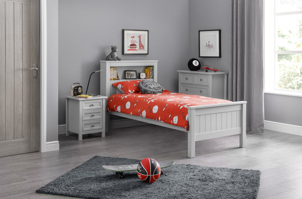 Maine Bookcase 90cm Single Bed - Dove Grey