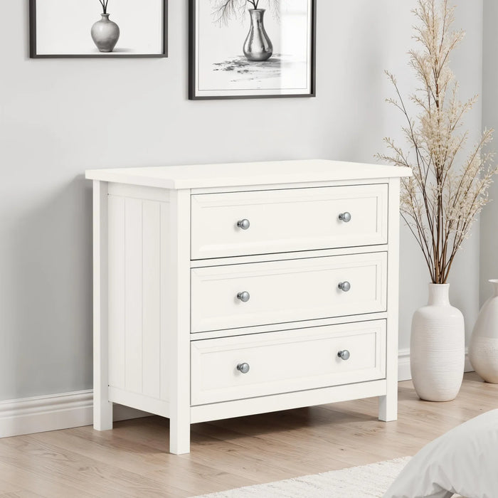 Maine 3 Drawer Wide Chest - Surf White