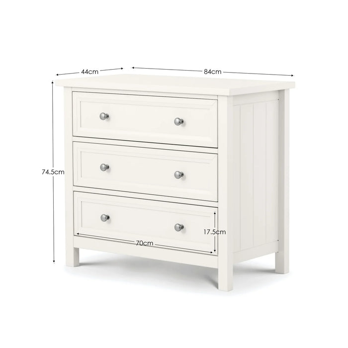 Maine 3 Drawer Wide Chest - Surf White