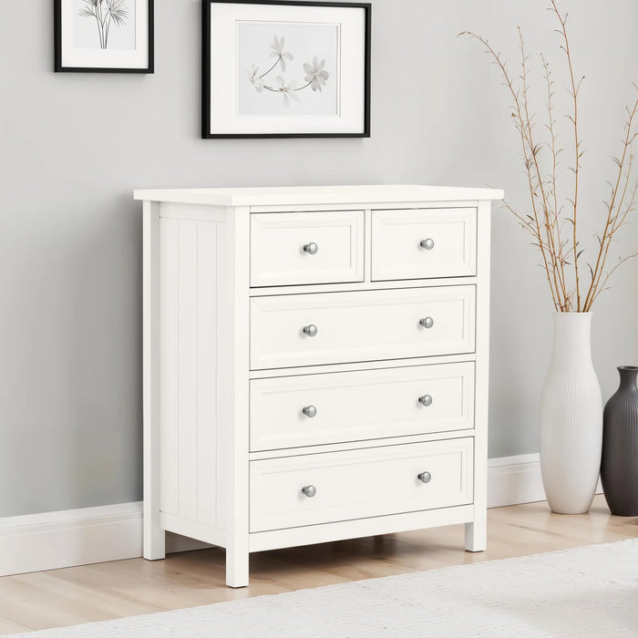 Maine 3 + 2 Drawer Chest - Surf White