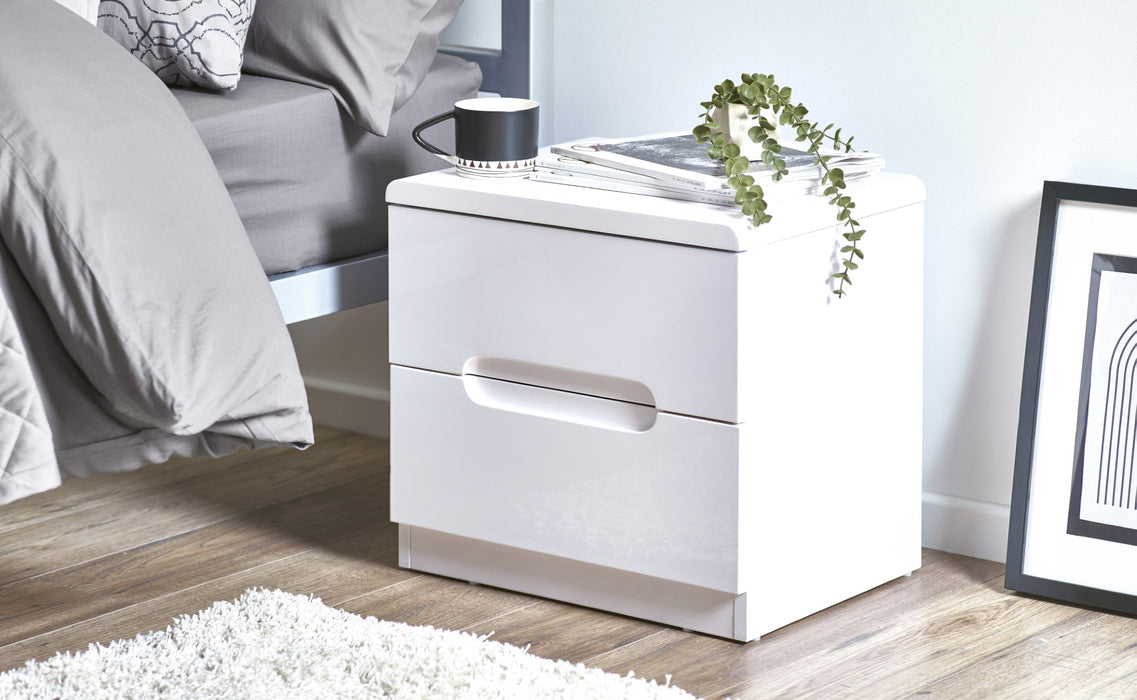 Manhattan 2 Drawer Bedside - White