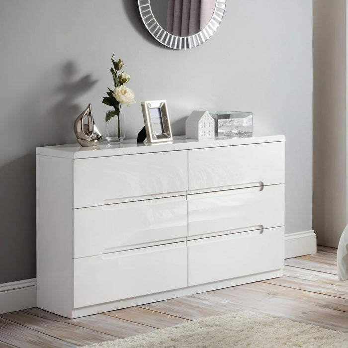 Manhattan 6 Drawer Wide Chest - White