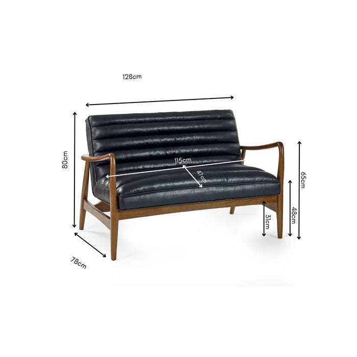 Marshall 2 Seater Sofa - Black Faux Leather