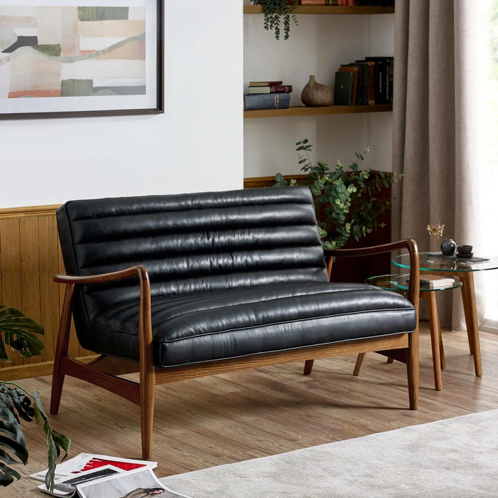 Marshall 2 Seater Sofa - Black Faux Leather