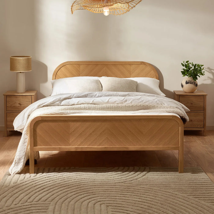 Milo Oak Chevron 135cm Double Bed