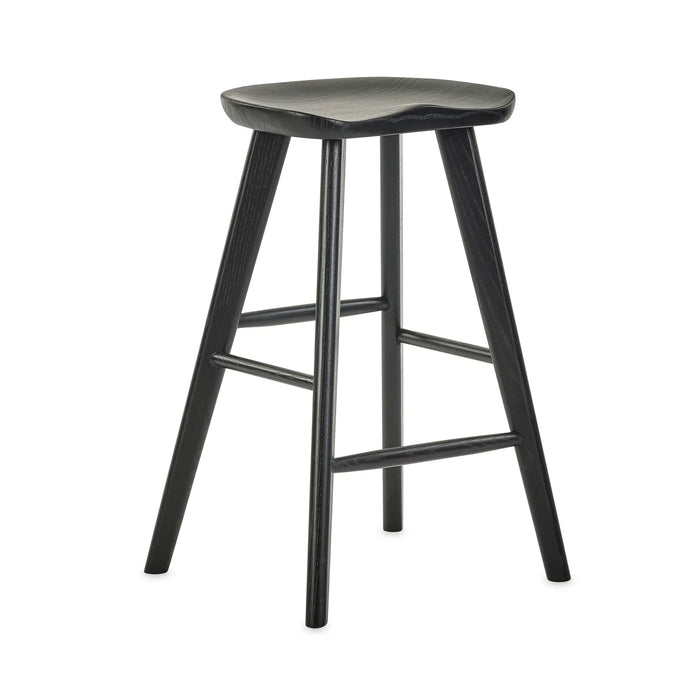 Mulu Solid Oak Bar Stool - Black