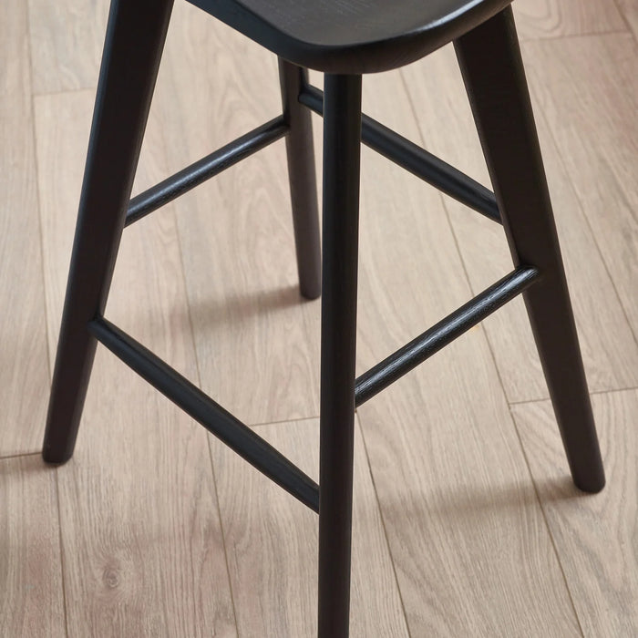 Mulu Solid Oak Bar Stool - Black
