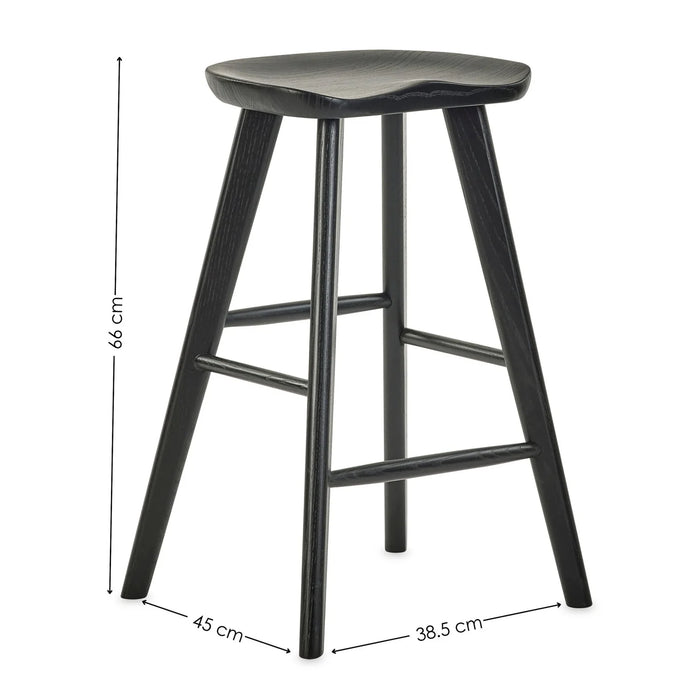 Mulu Solid Oak Bar Stool - Black