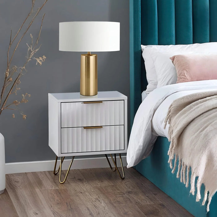 Murano 2 Drawer Bedside - Matt White