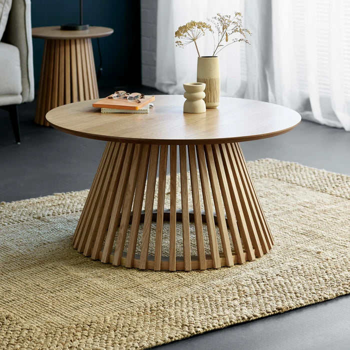 Ollie Round Coffee Table - Natural Oak