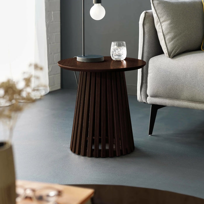 Ollie Round Lamp Table - Cocoa Oak