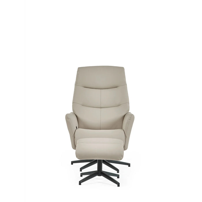 Priya Grey Faux PU Leather Recliner Chair and Stool