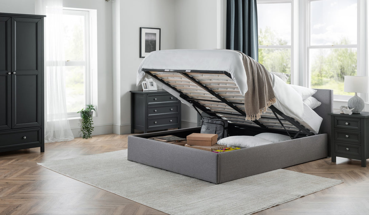 Rialto Ottoman Storage 135cm Double Bed - Light Grey