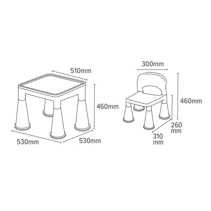 Kids Plastic Table and Two Chairs Set - Blue