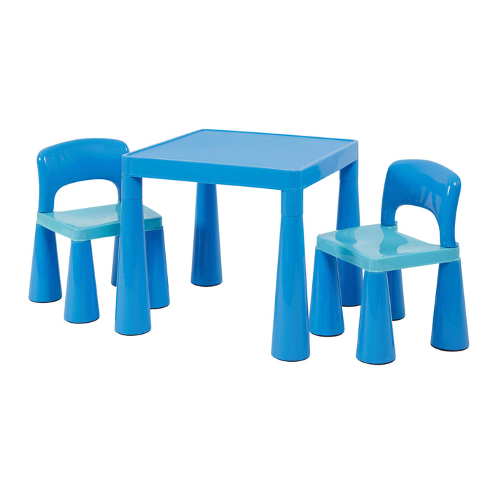 Kids Plastic Table and Two Chairs Set - Blue
