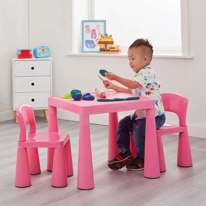 Kids Plastic Table and Two Chairs Set - Pink