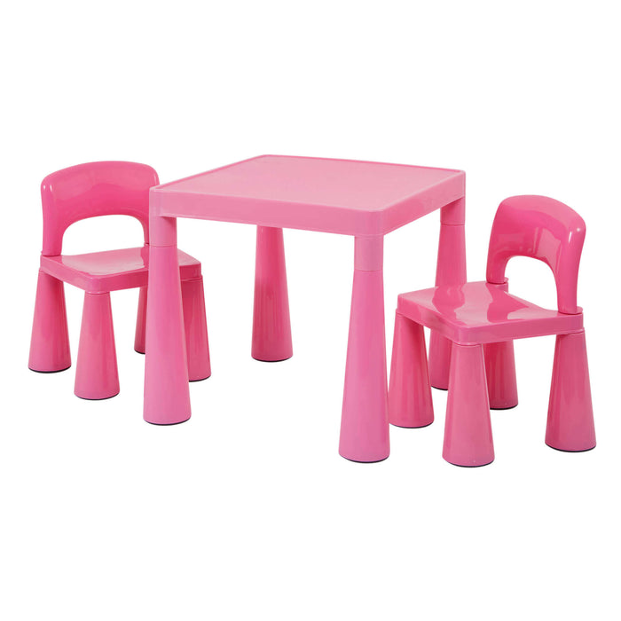 Kids Plastic Table and Two Chairs Set - Pink