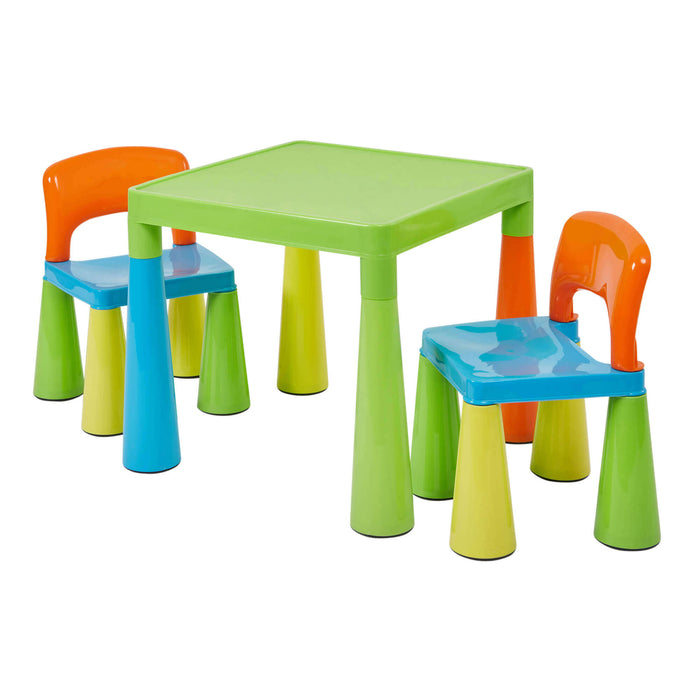 Kids Plastic Table and Two Chairs Set - Multicoloured