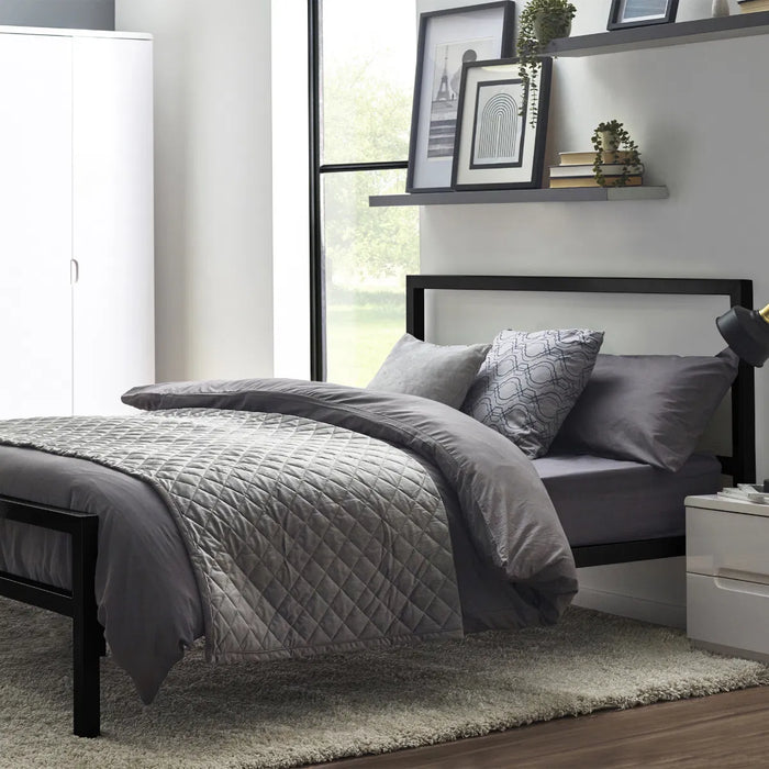 Soto Metal 120cm Small Double Bed - Satin Black