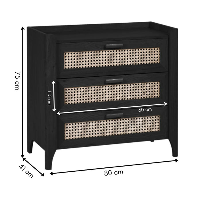 Sydney 3 Drawer Chest - Black Ash
