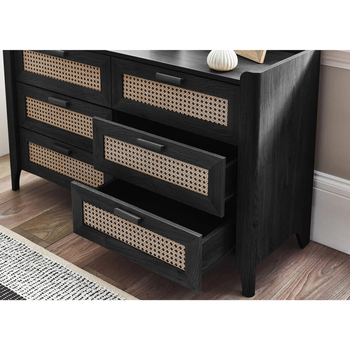 Sydney 6 Drawer Wide Chest - Black Ash