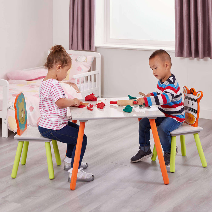 Kids Lion and Zebra Table and Two Chairs Set