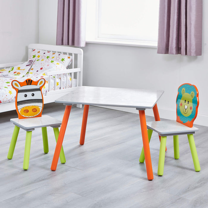 Kids Lion and Zebra Table and Two Chairs Set