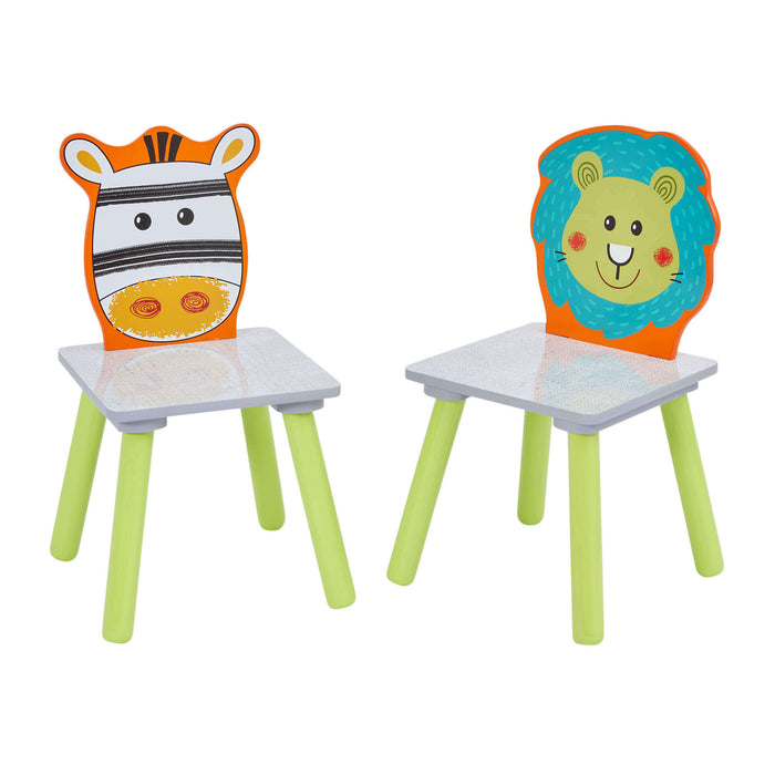 Kids Lion and Zebra Table and Two Chairs Set