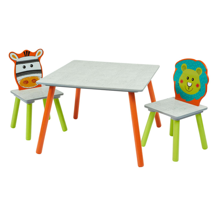 Kids Lion and Zebra Table and Two Chairs Set