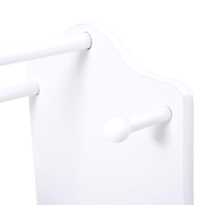White Wooden Dress Up Unit with Two Grey Storage Boxes