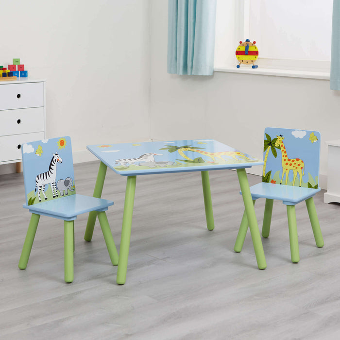 Kids Safari Table and Two Chairs Set