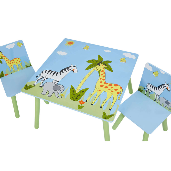 Kids Safari Table and Two Chairs Set