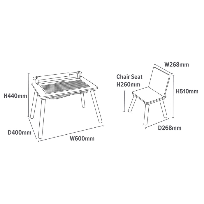 White Writing Multi-Purpose Table and Chair Set