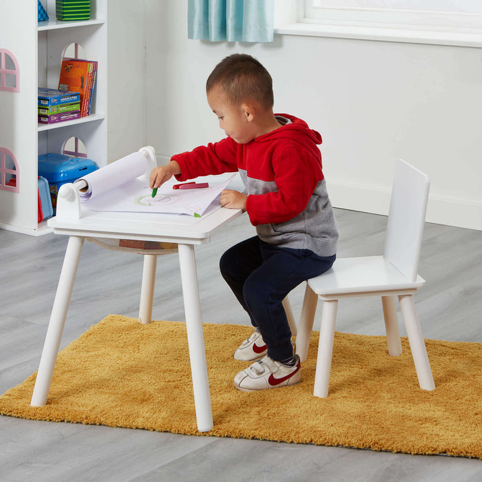 White Writing Multi-Purpose Table and Chair Set