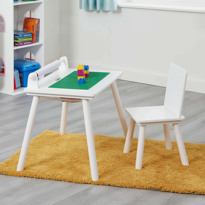 White Writing Multi-Purpose Table and Chair Set