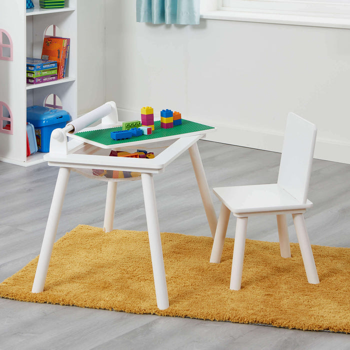 White Writing Multi-Purpose Table and Chair Set