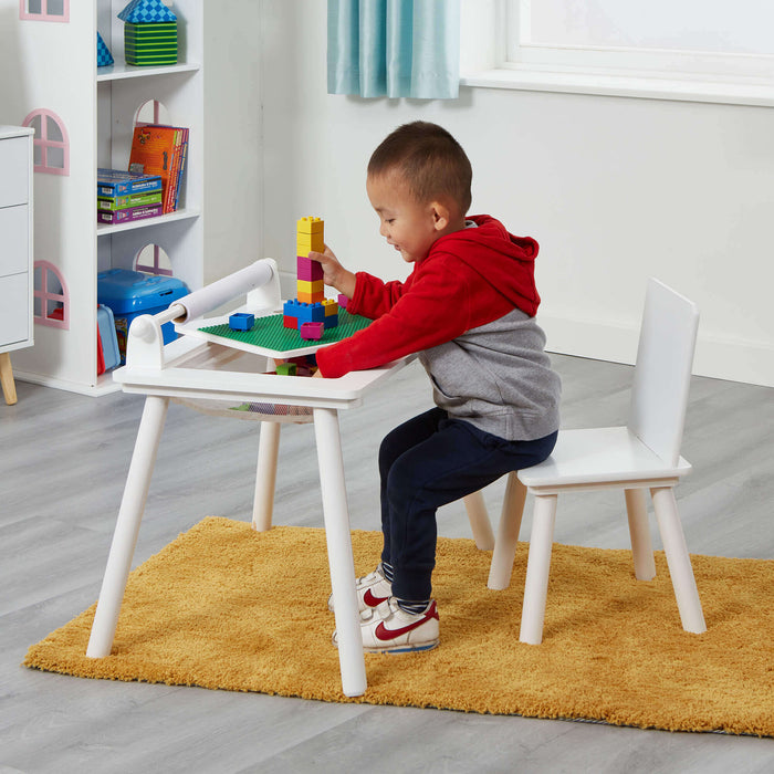 White Writing Multi-Purpose Table and Chair Set