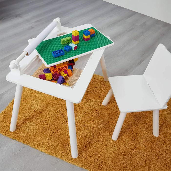 White Writing Multi-Purpose Table and Chair Set