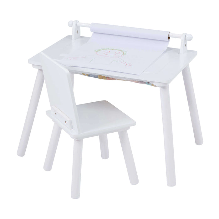 White Writing Multi-Purpose Table and Chair Set