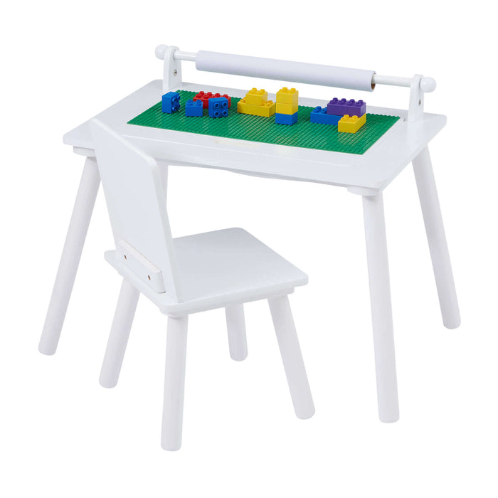 White Writing Multi-Purpose Table and Chair Set