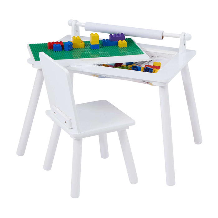 White Writing Multi-Purpose Table and Chair Set