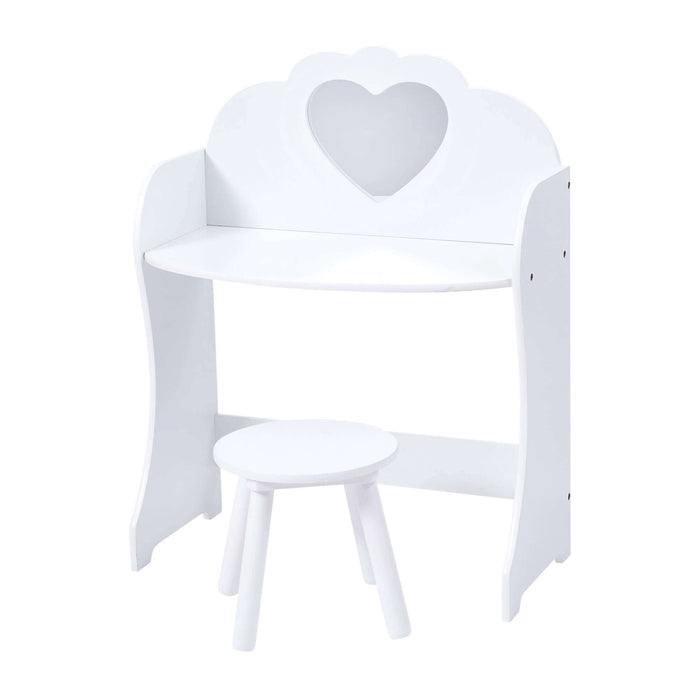 Kids White Wooden Dressing Table and Stool Set