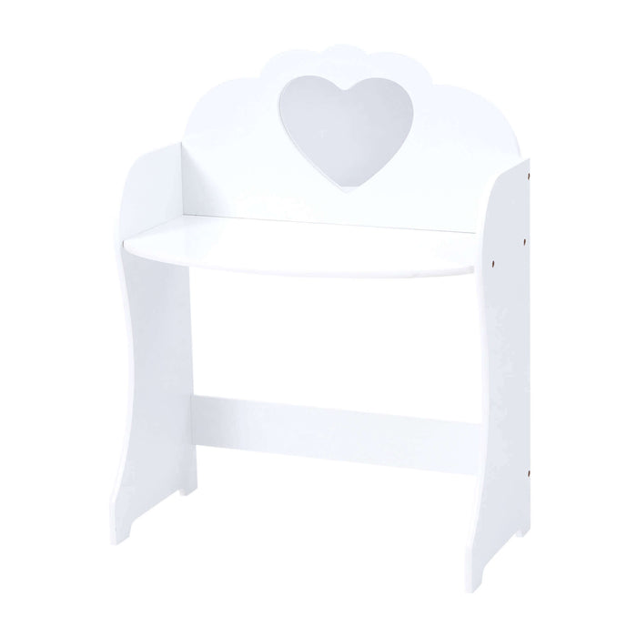 Kids White Wooden Dressing Table and Stool Set