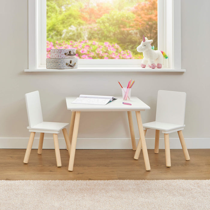 Kids Pinewood Table and Two Chairs Set