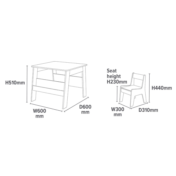 White and Grey Bookshelf Table and Two Chairs Set